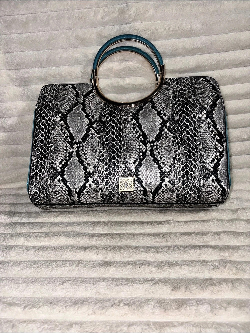 Katy Landry Snake Print Ring Handle Bag